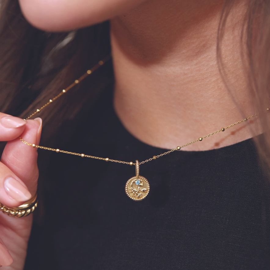 The Zodiac Medallion Pendant | Gemini | Natural Peridot and Diamond