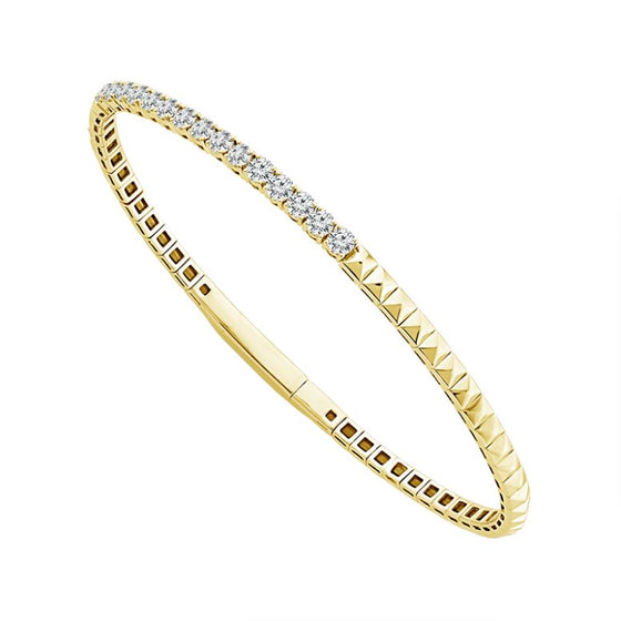 14k Yellow Gold and Diamond Flex Bangle 1.00 cttw