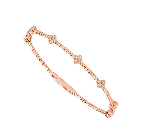 14k Rose Gold Quatrefoil Diamond Flex Bangle .4 cttw