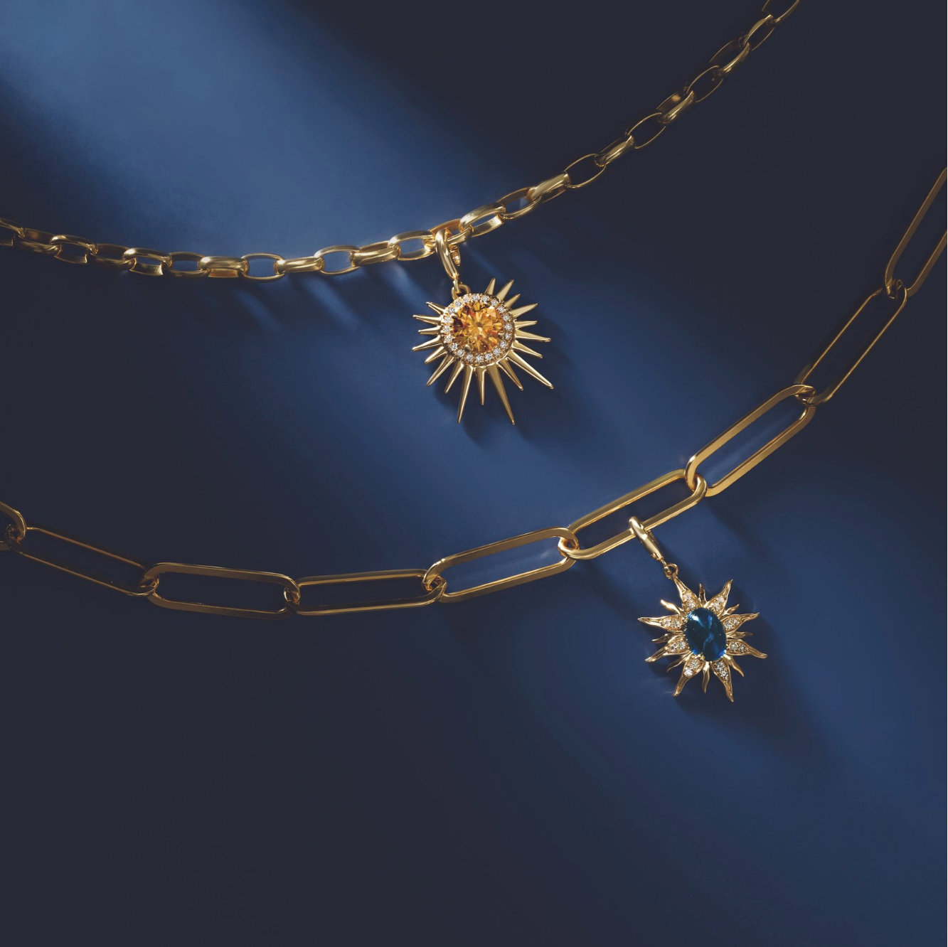 The Sunburst Charm | Natural Citrine and Diamond | 14K Yellow Gold